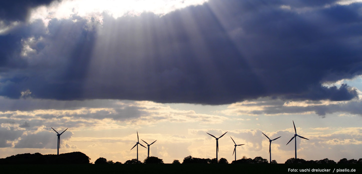 Windräder in der Abendsonne - Erneuerbare Energien